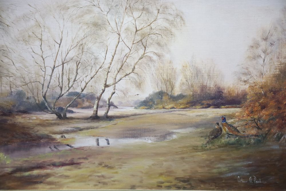 Arthur A. Pank, oil on canvas laid on board, Autumn Morning, signed, 35 x 50cm
